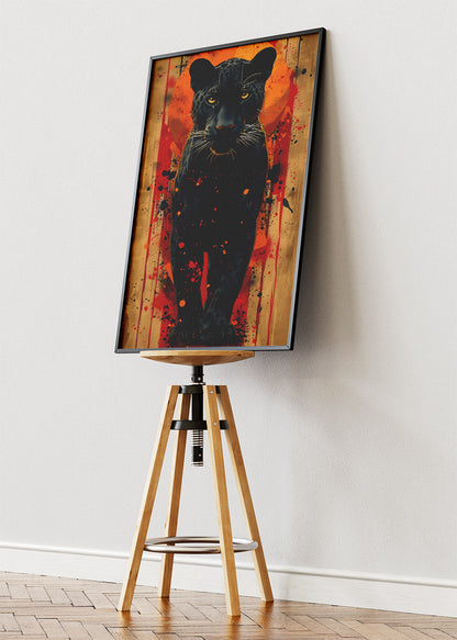 Black Panther Art Print & Canvas – Bold Panther Wall Art with Abstract Background