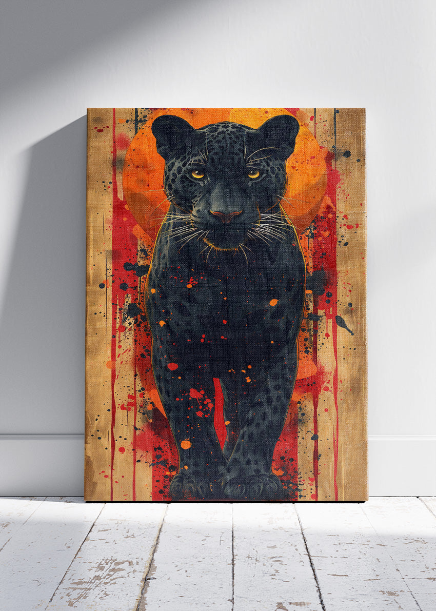 Black Panther Art Print & Canvas – Bold Panther Wall Art with Abstract Background