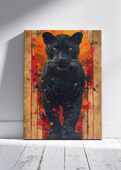 Black Panther Art Print & Canvas – Bold Panther Wall Art with Abstract Background