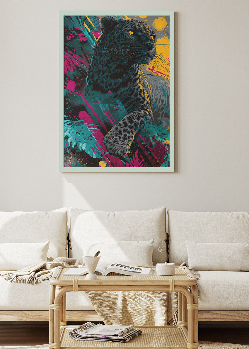 Black Panther Canvas Print & Poster – Abstract Neon Animal Wall Art – Modern Statement Decor – AI PRINT LAB