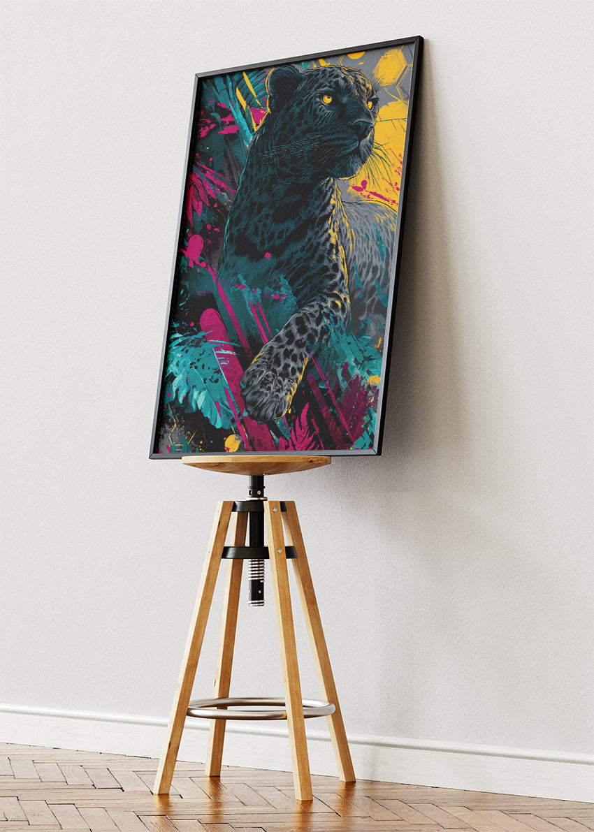Black Panther Canvas Print & Poster – Abstract Neon Animal Wall Art – Modern Statement Decor – AI PRINT LAB