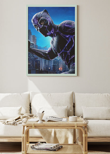 Black Panther – Neon City Hero Canvas & Poster Print – AI PRINT LAB