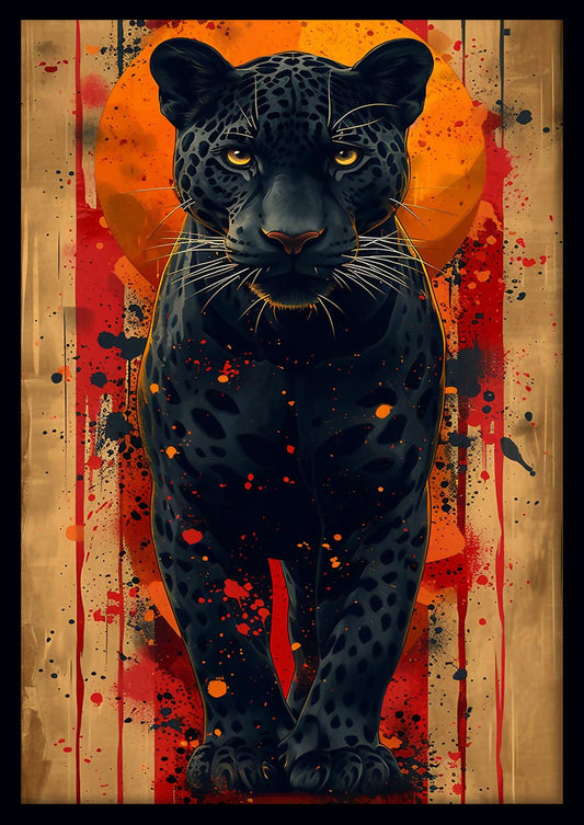 Black Panther Walk – Bold Jungle Canvas & Poster Art – T825 – AiPrintLab