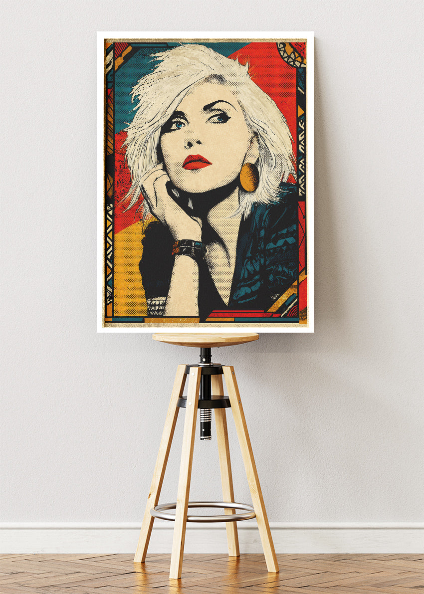 Blondie Inspired Retro Pop Art Portrait Wall Art Poster & Canvas Print