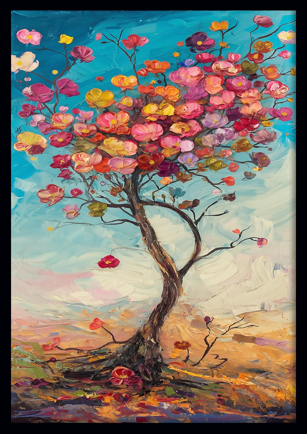 Blossom in Bloom – Colorful Abstract Tree Canvas & Poster Art – T819 – AiPrintLab