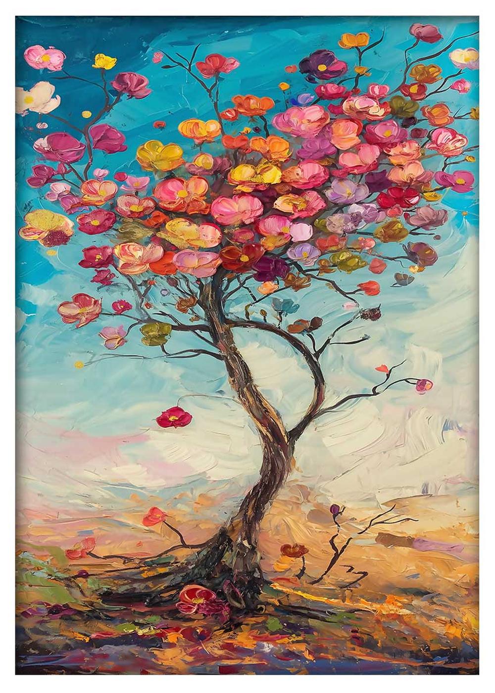 Blossom in Bloom – Colorful Abstract Tree Canvas & Poster Art – T819 – AiPrintLab