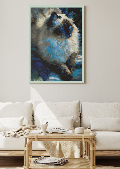 Blue-Eyed Ragdoll Cat Canvas Print & Poster – Elegant Feline Wall Art