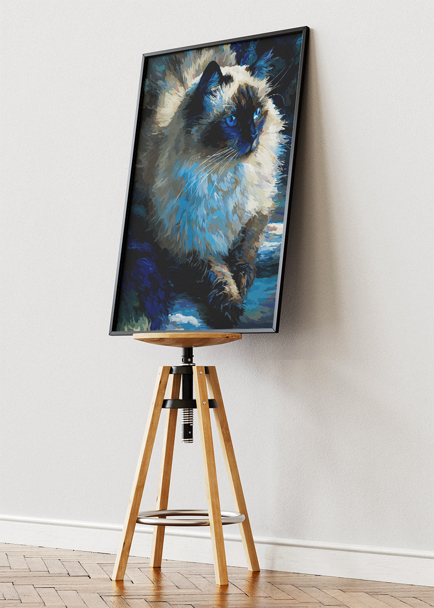 Blue-Eyed Ragdoll Cat Canvas Print & Poster – Elegant Feline Wall Art