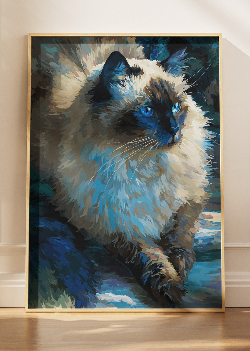 Blue-Eyed Ragdoll Cat Canvas Print & Poster – Elegant Feline Wall Art