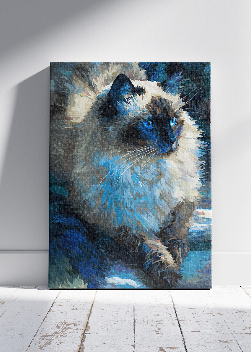 Blue-Eyed Ragdoll Cat Canvas Print & Poster – Elegant Feline Wall Art