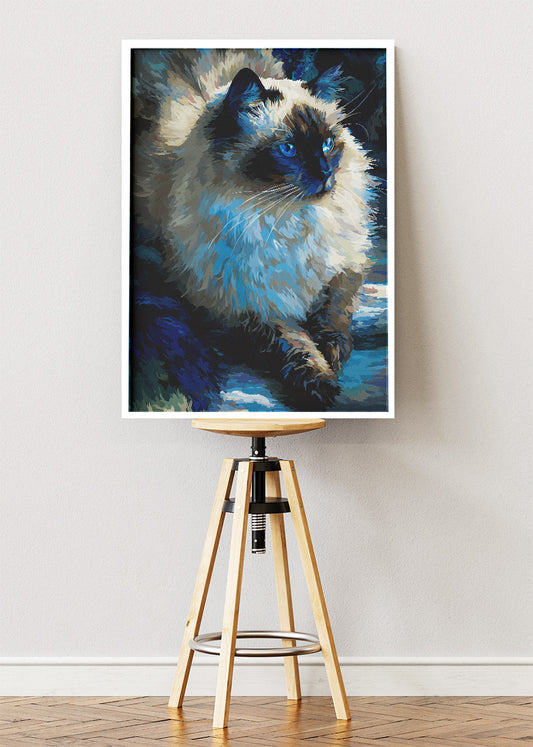 Blue-Eyed Ragdoll Cat Canvas Print & Poster – Elegant Feline Wall Art