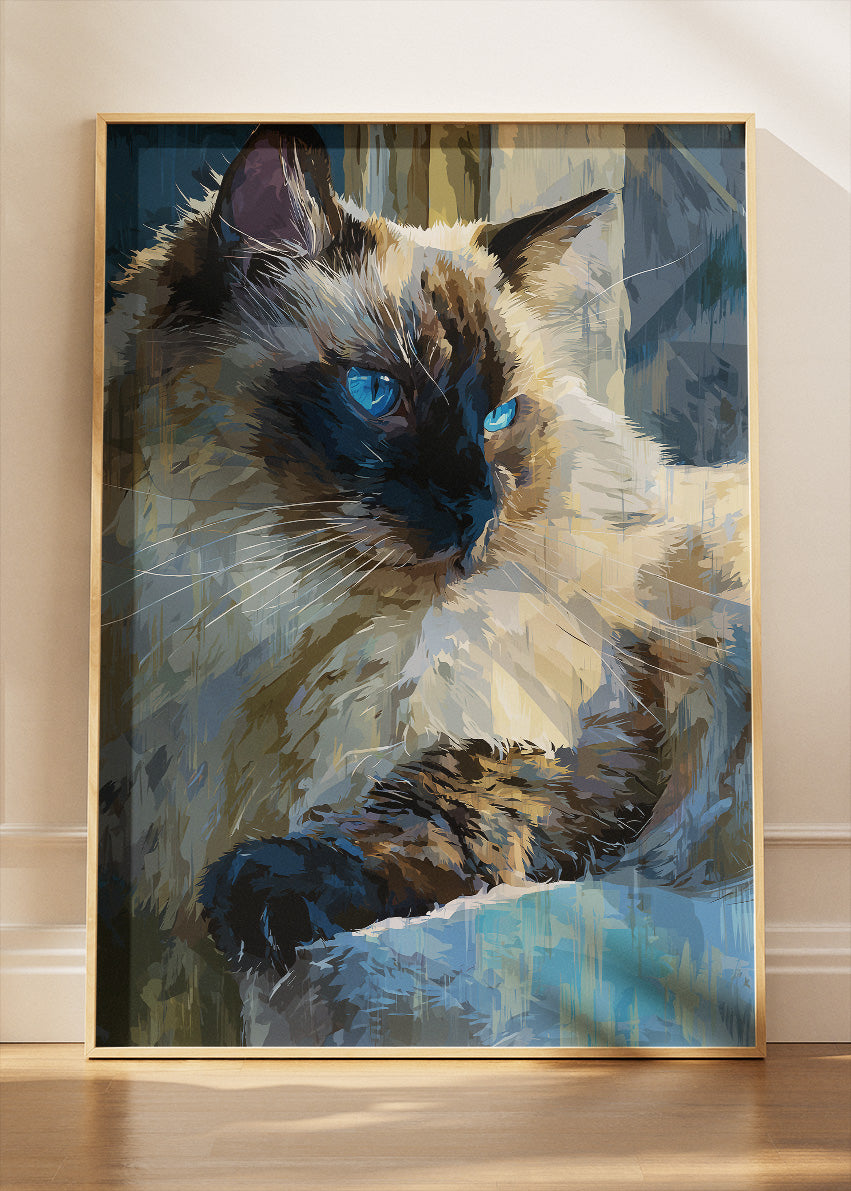 Blue-Eyed Siamese Cat Canvas Print & Poster – Luxury Pet Wall Art
