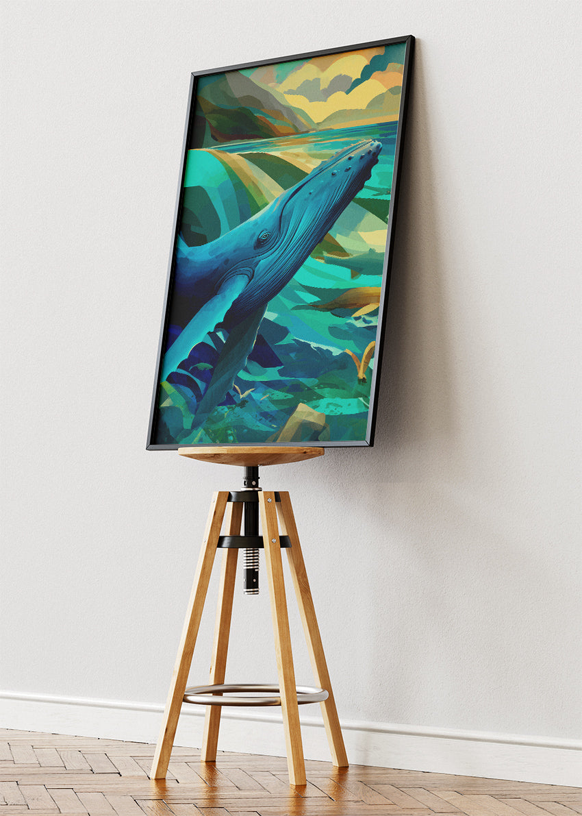 Blue Whale Canvas Print & Poster – Modern Ocean Wildlife Wall Art
