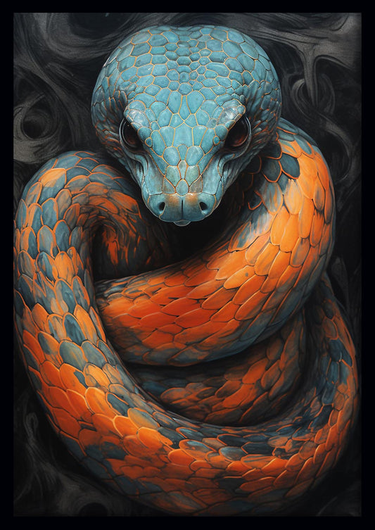 Blue and Orange Serpent Canvas Print & Poster – T587 – AiPrintLab