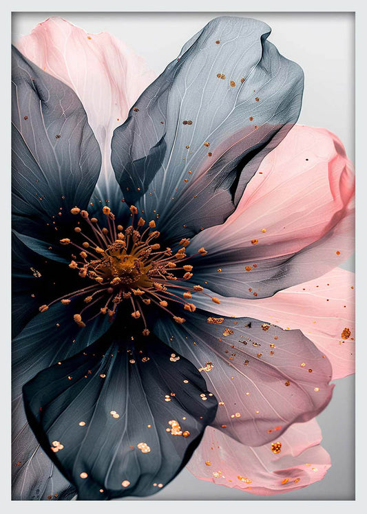 Blush & Charcoal Bloom – Elegant Floral Canvas & Poster Wall Art – T1022 – AiPrintLab