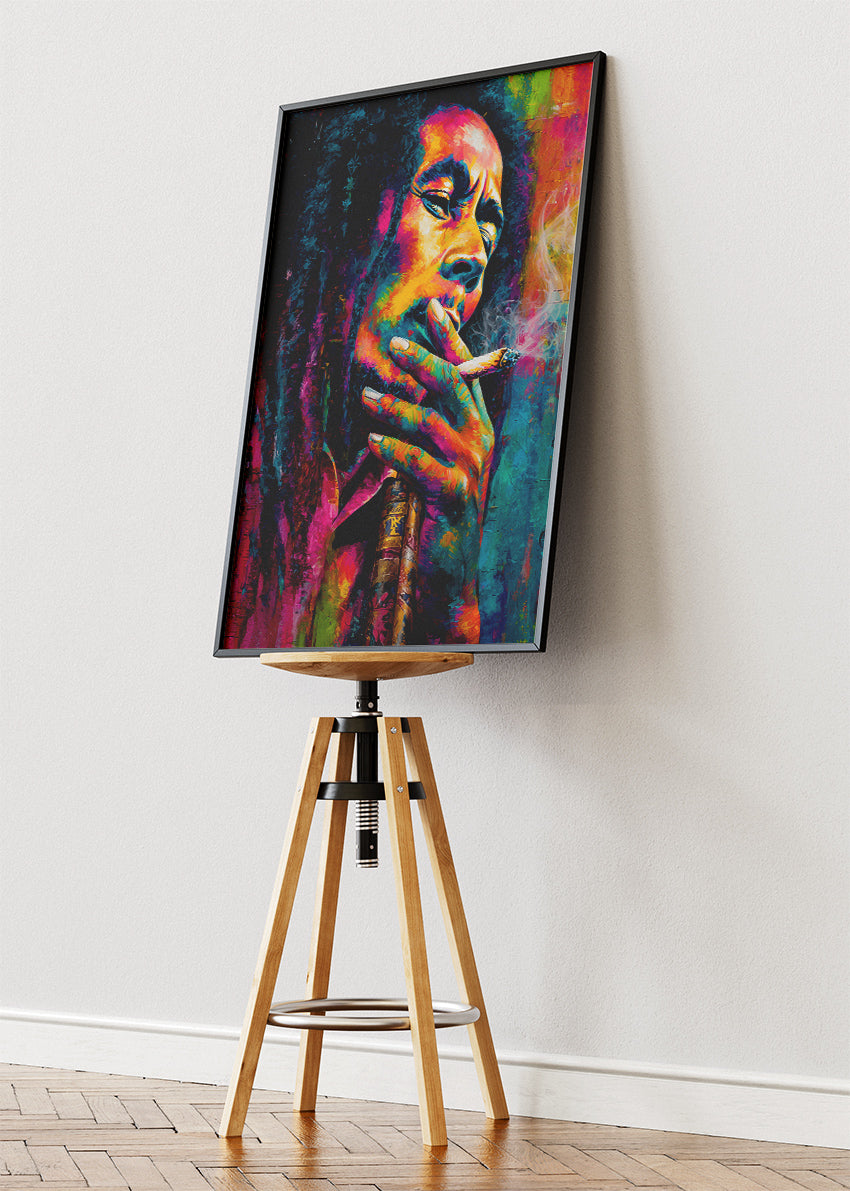 Bob Marley Colorful Reggae Portrait Wall Art Poster & Canvas Print