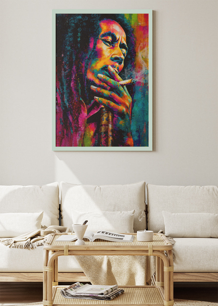 Bob Marley Colorful Reggae Portrait Wall Art Poster & Canvas Print