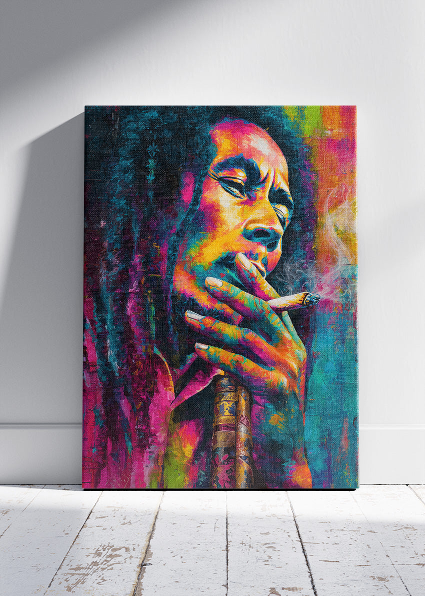 Bob Marley Colorful Reggae Portrait Wall Art Poster & Canvas Print
