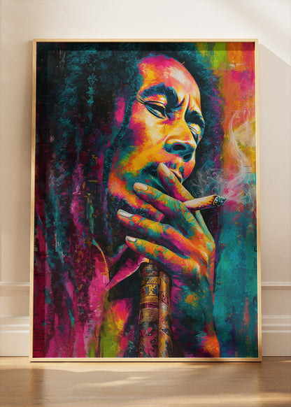 Bob Marley Colorful Reggae Portrait Wall Art Poster & Canvas Print