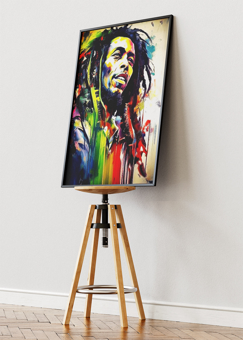 Bob Marley Rasta Color Splash Portrait Wall Art Poster & Canvas Print