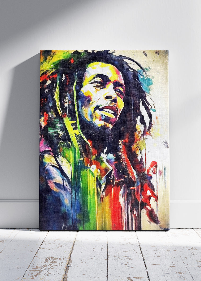 Bob Marley Rasta Color Splash Portrait Wall Art Poster & Canvas Print