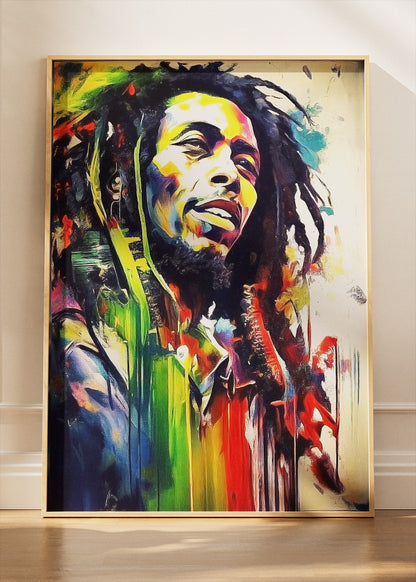 Bob Marley Rasta Color Splash Portrait Wall Art Poster & Canvas Print