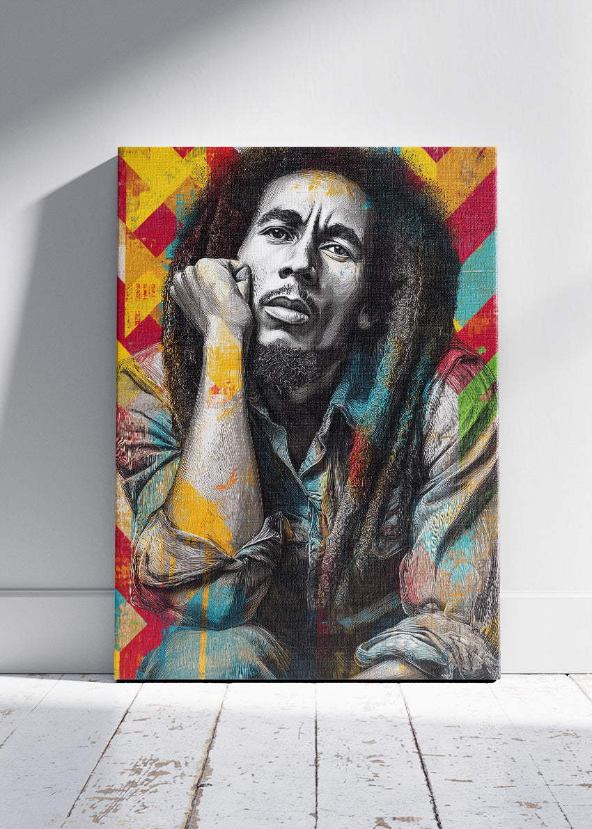 Bob Marley Rasta Portrait Wall Art Poster & Canvas Print