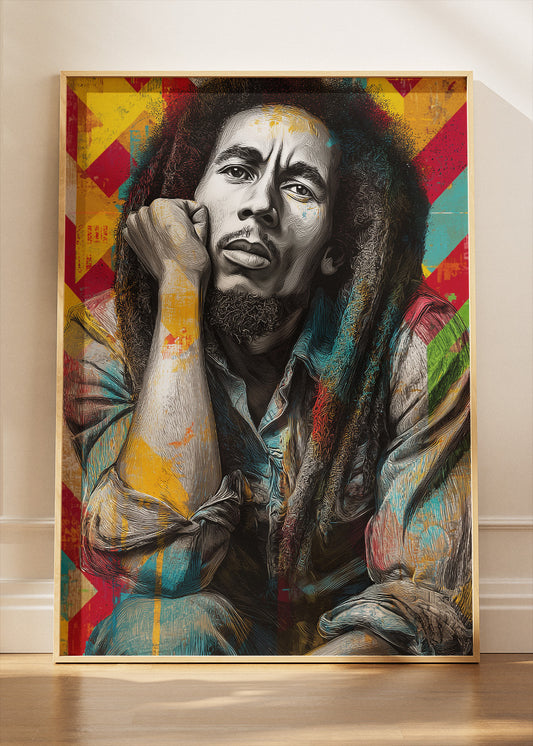 Bob Marley Rasta Portrait Wall Art Poster & Canvas Print