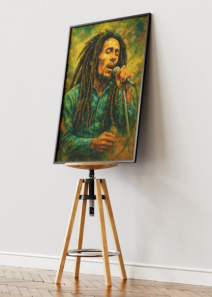 Bob Marley Singing Portrait Wall Art Poster & Canvas