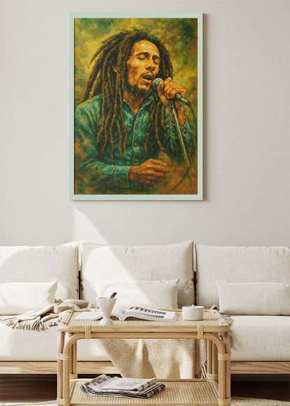 Bob Marley Singing Portrait Wall Art Poster & Canvas