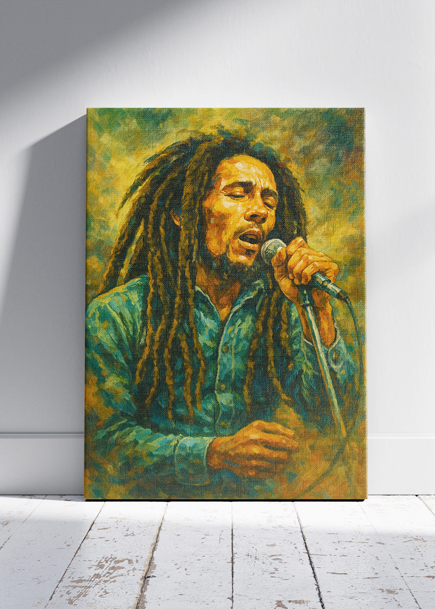 Bob Marley Singing Portrait Wall Art Poster & Canvas