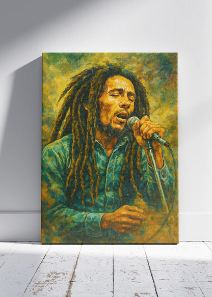 Bob Marley Singing Portrait Wall Art Poster & Canvas