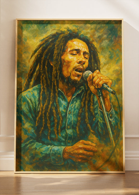 Bob Marley Singing Portrait Wall Art Poster & Canvas