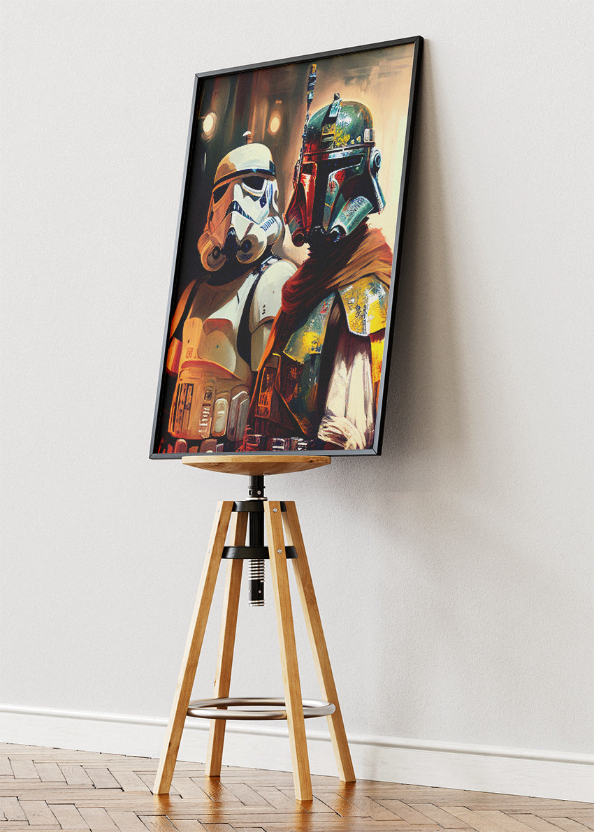 Boba Fett & Stormtrooper – Galactic Duo Canvas & Poster Print – AI PRINT LAB