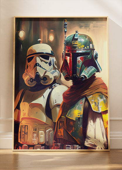 Boba Fett & Stormtrooper – Galactic Duo Canvas & Poster Print – AI PRINT LAB