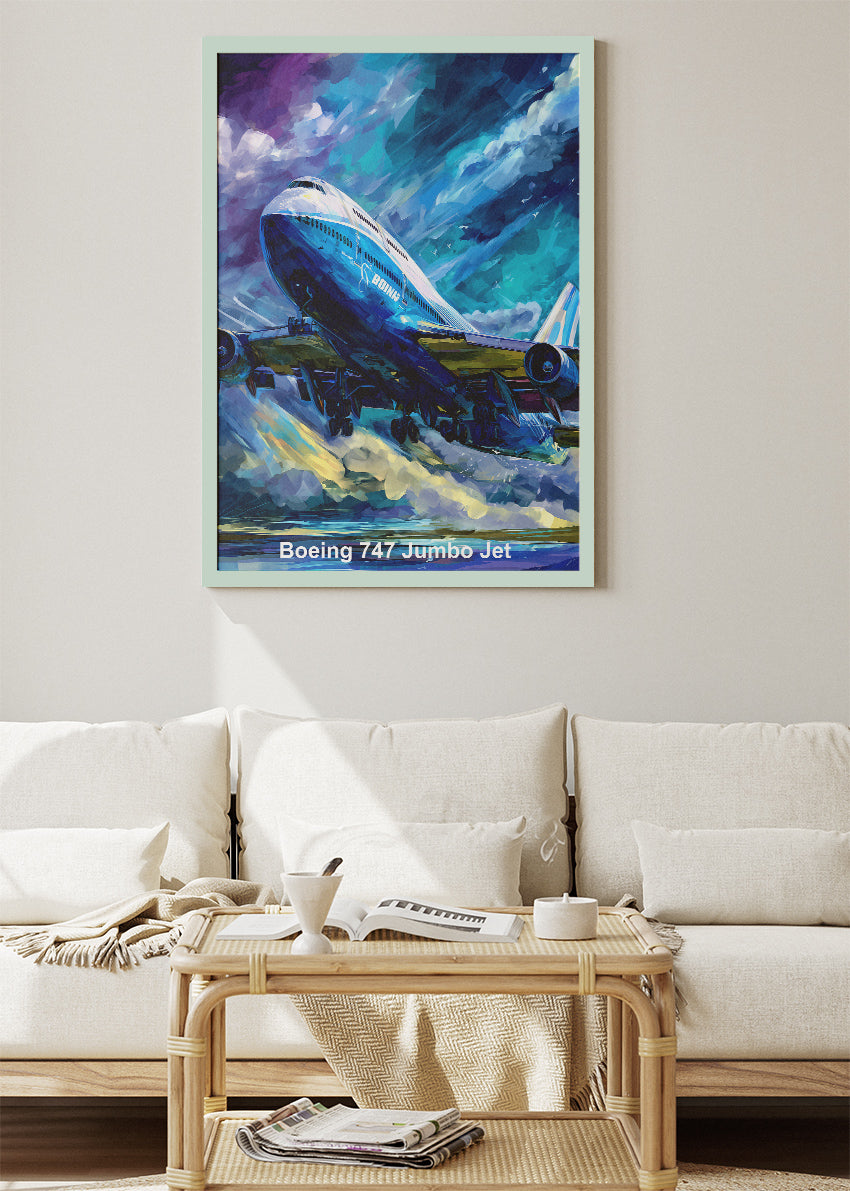 Boeing 747 Jumbo Jet Poster & Canvas Print – Dynamic Aviation Artwork – Aiprintlab