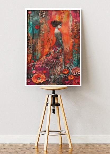 Bohemian Floral Dream Woman Canvas & Poster Print – AI PRINT LAB
