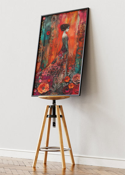 Bohemian Floral Dream Woman Canvas & Poster Print – AI PRINT LAB