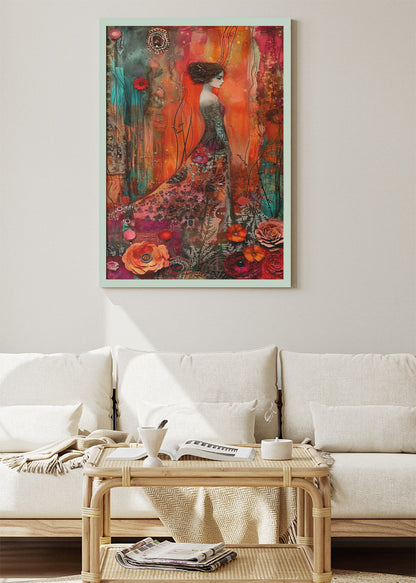 Bohemian Floral Dream Woman Canvas & Poster Print – AI PRINT LAB