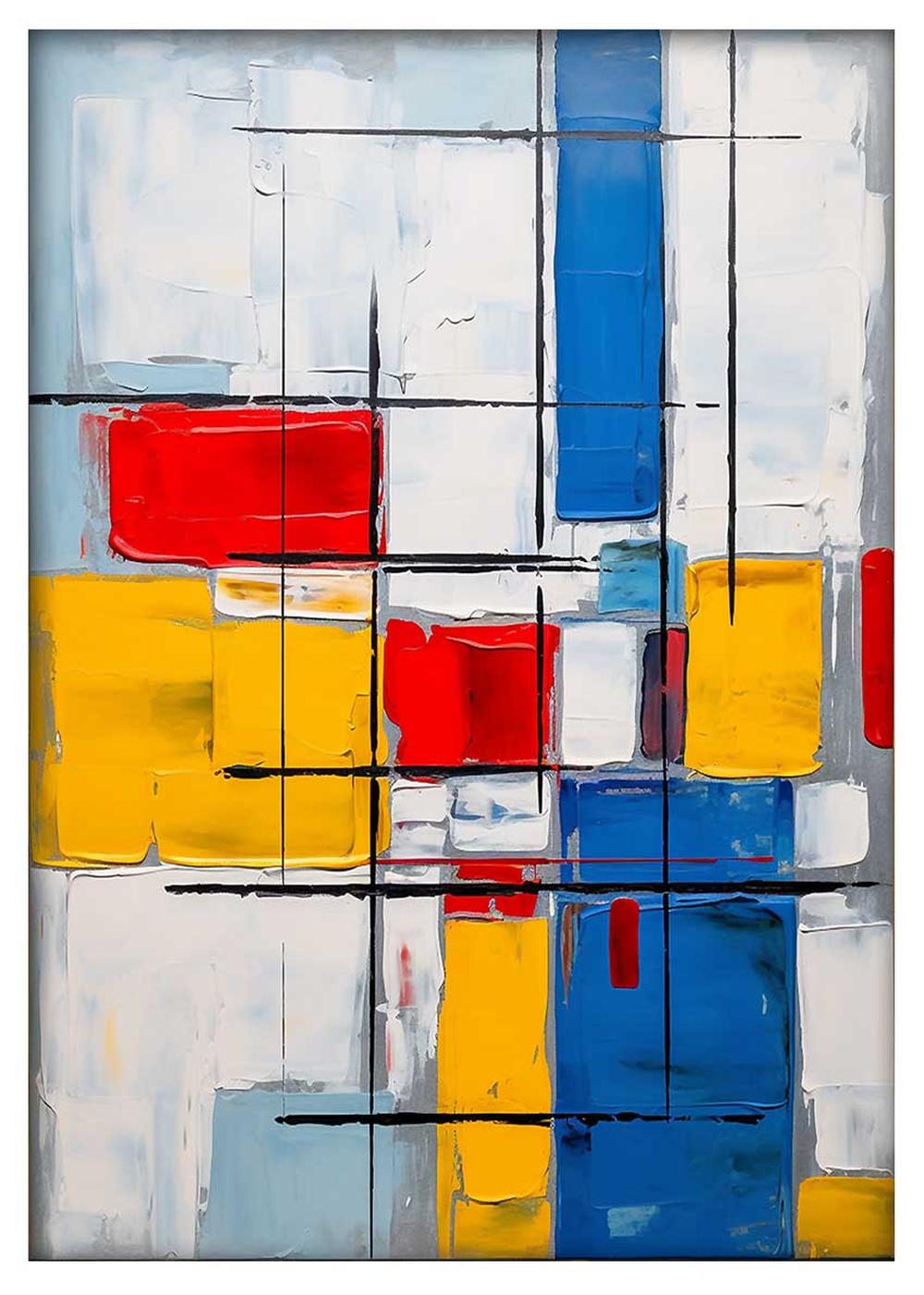 Bold Mondrian-Inspired Abstract Art Print – T525 – AiPrintLab