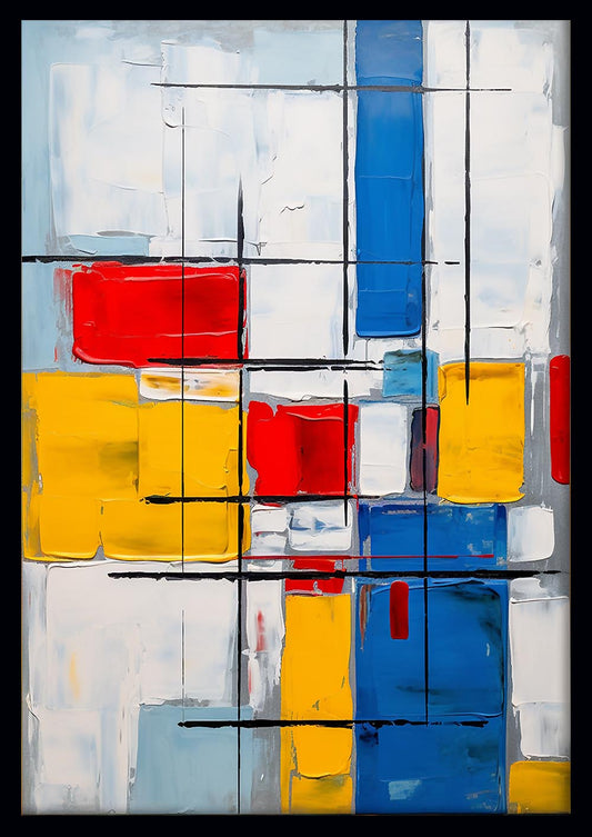 Bold Mondrian-Inspired Abstract Art Print – T525 – AiPrintLab