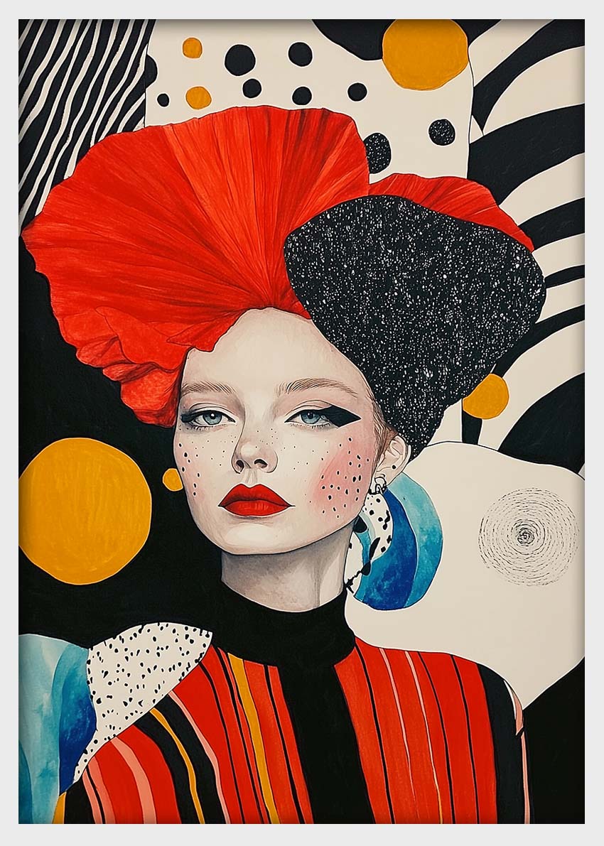 Bold Pop Art Woman Wall Art – Modern Fashion Canvas & Poster Print – T1447 –