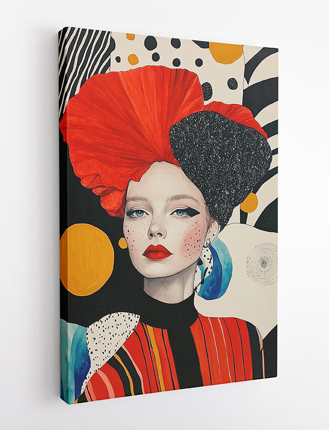 Bold Pop Art Woman Wall Art – Modern Fashion Canvas & Poster Print – T1447 –