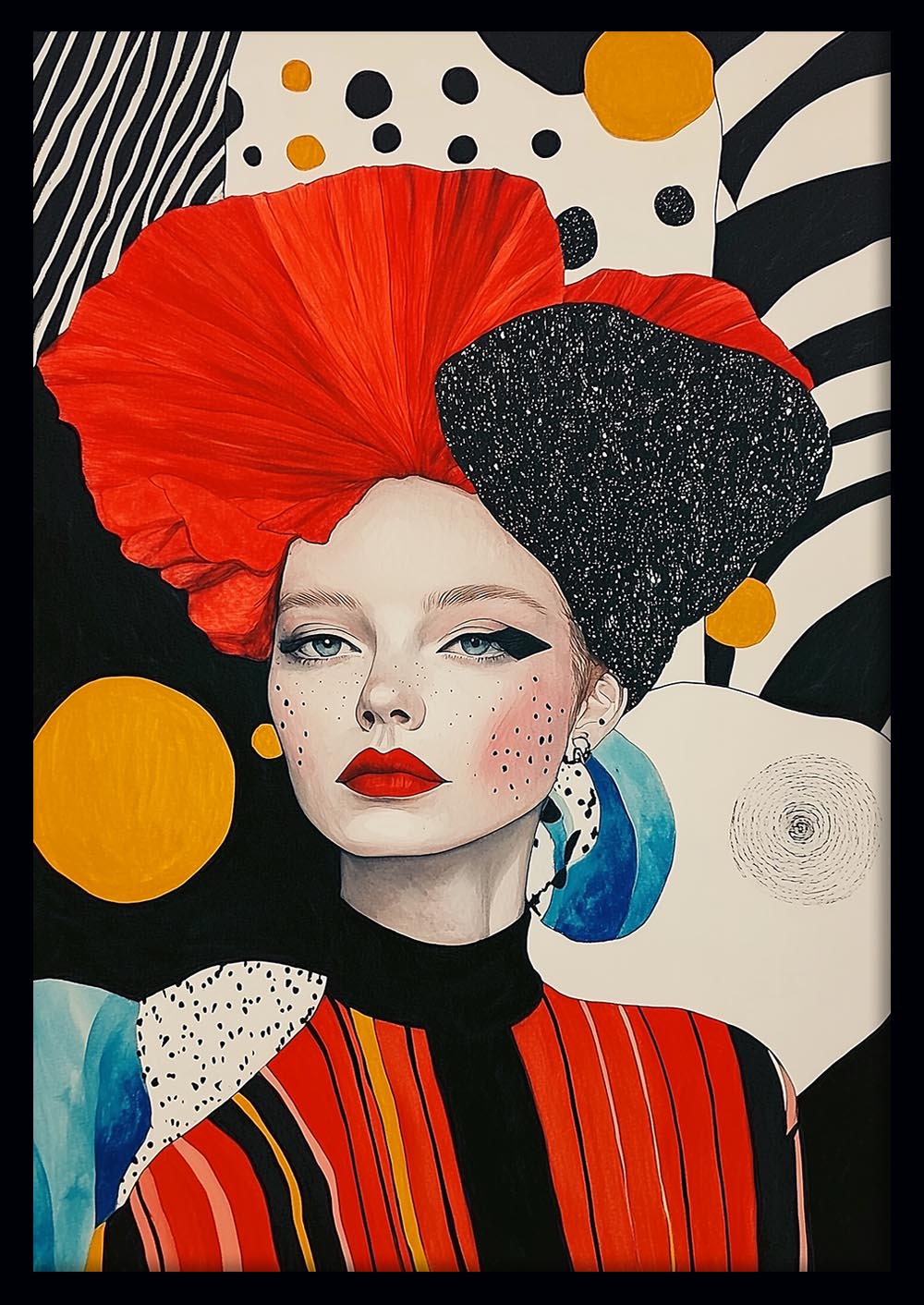 Bold Pop Art Woman Wall Art – Modern Fashion Canvas & Poster Print – T1447 –