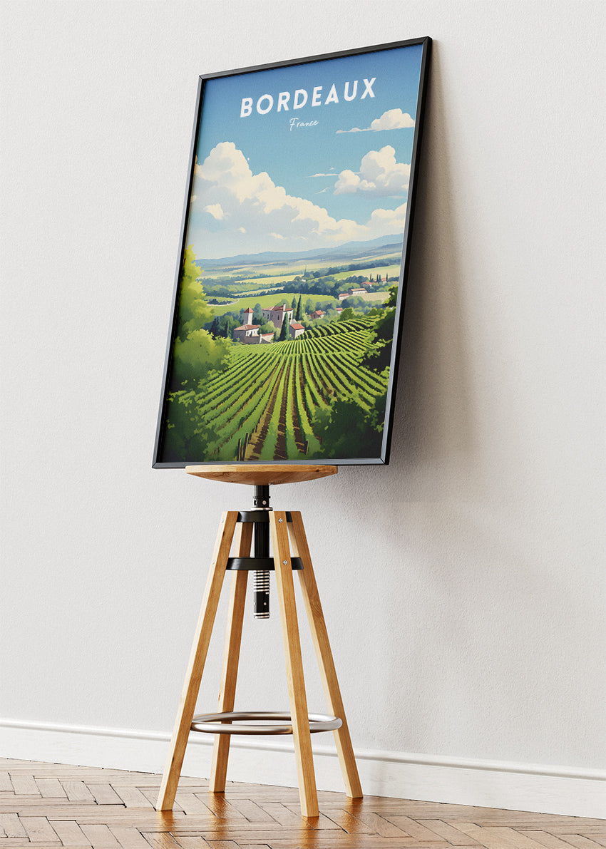 Bordeaux France Poster & Canvas Print – Vintage Vineyard Landscape Art