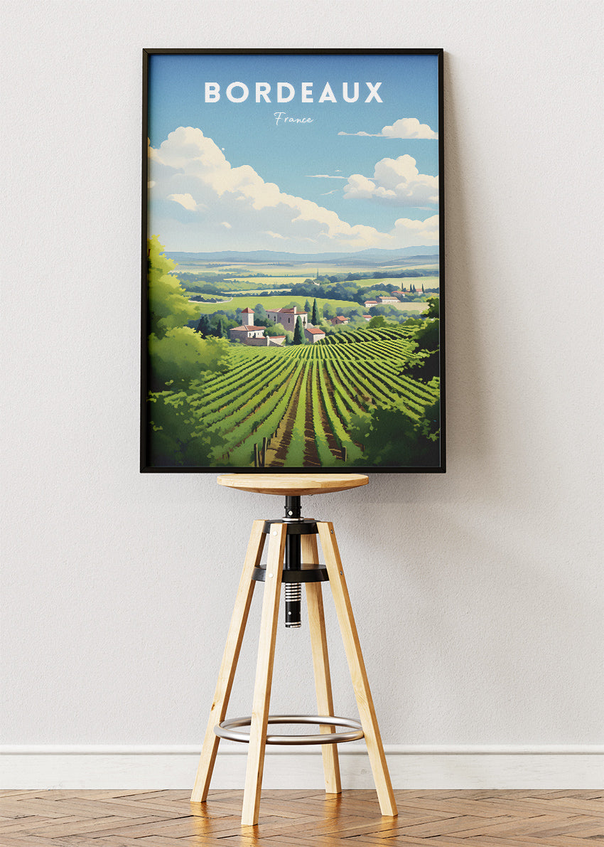 Bordeaux France Poster & Canvas Print – Vintage Vineyard Landscape Art