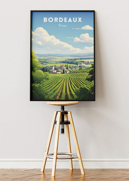 Bordeaux France Poster & Canvas Print – Vintage Vineyard Landscape Art