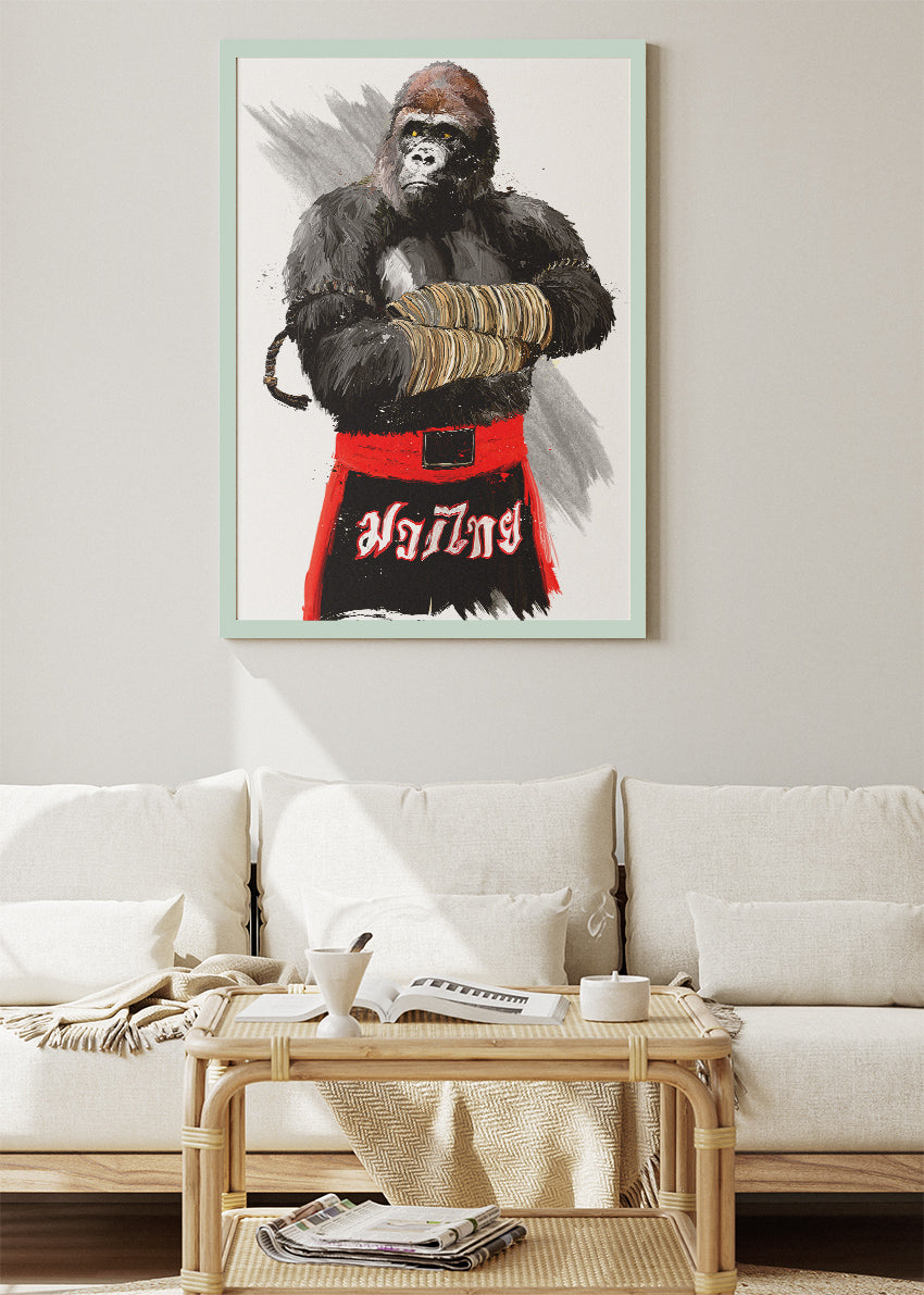 Boxing Gorilla Canvas Print & Poster – Street Style Animal Wall Art – AI PRINT LAB