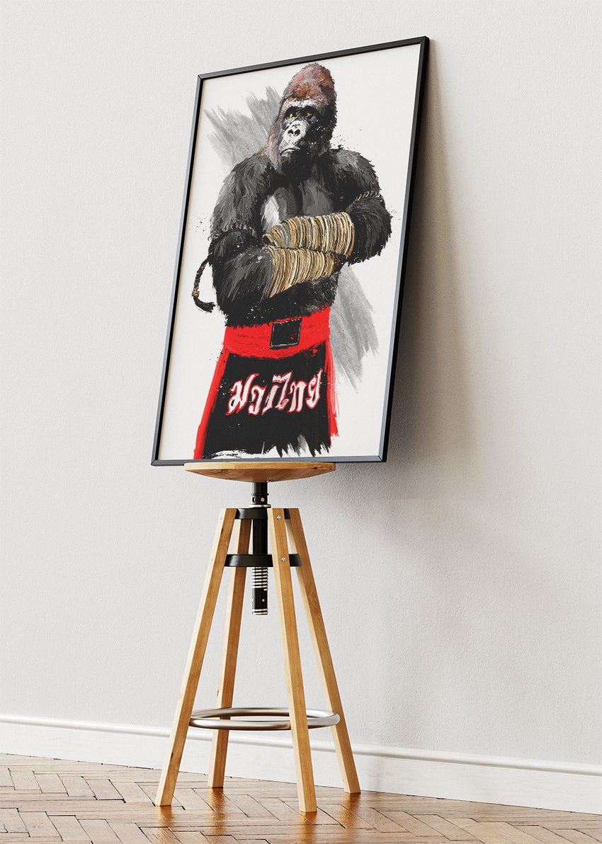 Boxing Gorilla Canvas Print & Poster – Street Style Animal Wall Art – AI PRINT LAB