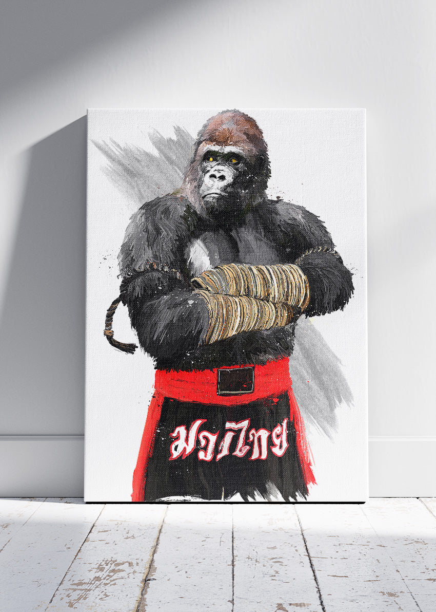 Boxing Gorilla Canvas Print & Poster – Street Style Animal Wall Art – AI PRINT LAB